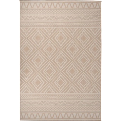 vidaXL Градински плоскотъкан килим, 160x230 см, кафяви шевици (340867)