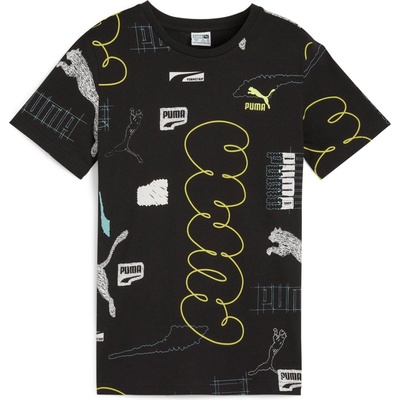 PUMA Тениска 'classics brand love' черно, размер 140