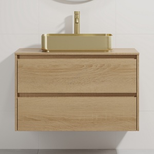 Bath Deluxe Шкаф за баня с мивка TRONDHEIM/LJORDAL 90x57x46 cm дъб/месинг (SETBT0154F)