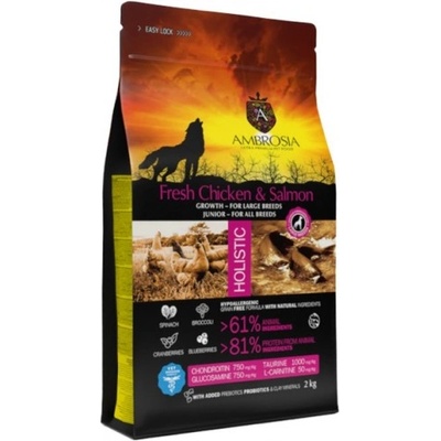 HOLISTIC Large breeds puppy Fresh chicken Fresh Salmon - холистична храна за подрастващи кучета от всички породи, с прясно пиле и сьомга - 12 кг, Франция