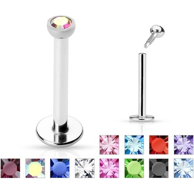 S4U Piercing do brady labreta, zirkon 2 mm (černá, 1,2 x 8 mm) LB1008-1208K