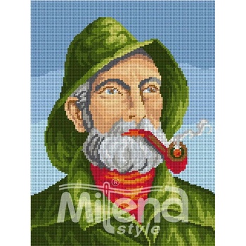 Milena Style Старецът с лулата - гоблен със схема конци dmc 1: 1