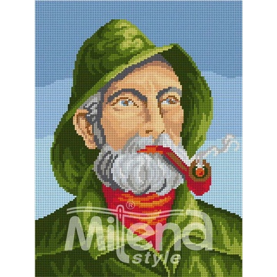 Milena Style Старецът с лулата - гоблен със схема конци dmc 1: 1