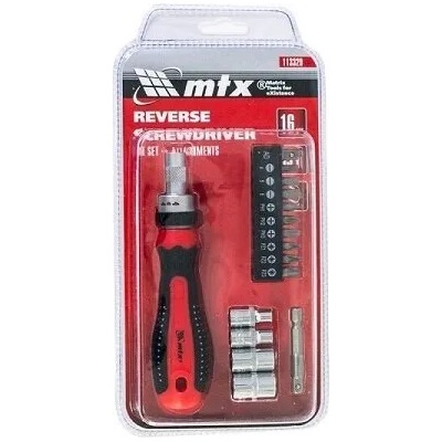 MTX Отвертка реверсивна, комплект битове и вложки, 16 части mtx 113329