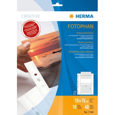 HERMA Fotophan zakládací kapsa na foto 10x15 cm bílá, 4x foto (na šířku), 10 listů, Polypropylen (PP)