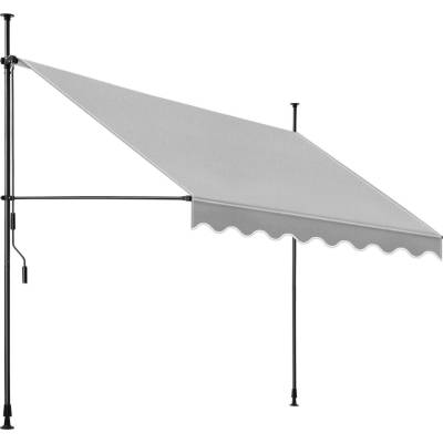 Tectake Upínací markýza s ruční klikou, výškově nastavitelná 300 x 180 cm, světle šedá