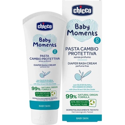 Chicco Baby Moments ochraný upokojujúci krém na detský zadoček 100 ml
