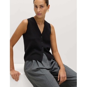 Marks & Spencer Съкратена плетена жилетка с V-образен деколте Marks & Spencer черна Marks & Spencer | Cheren | ЖЕНИ | L