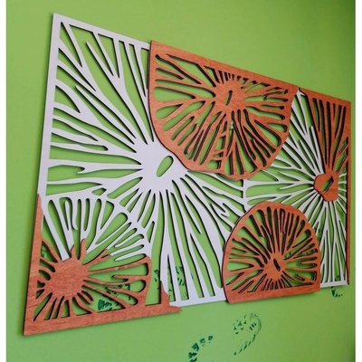 Vyrezávaný obraz na stenu z drevenej preglejky orange 3D efekt KODJAK 3915 PR0299 5 casti
