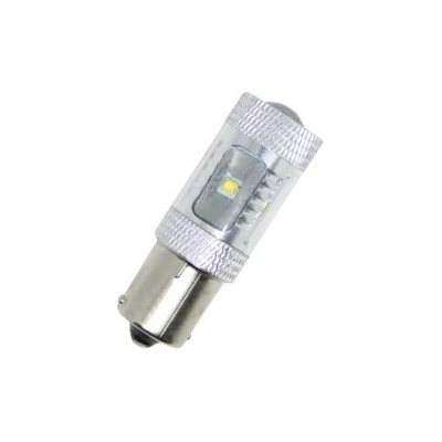 Диодна крушка ba15s с 6 х 5w cree диода и лупа двойна светлина бяла