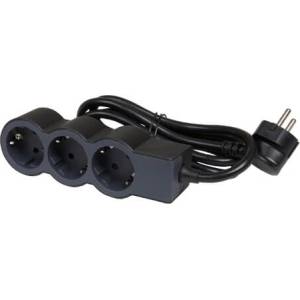 Legrand Разклонител 3x 2P+E Шуко, с кабел 5m, цвят Черен - Legrand Standart 694568 (694568)
