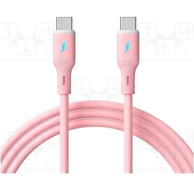 Akyga AK-USB-66 USB 2.0 USB C vidlice z obou stran niklovaný 1m růžový