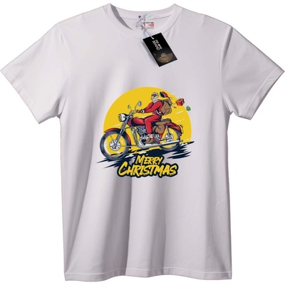 NOONEBRAND Тениска Дядо Коледа на мотор Коледно - 3XL, White