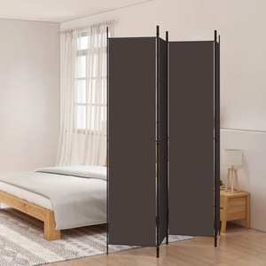 vidaXL Параван за стая, 4 панела, кафяв, 200x220 cм, плат (350199)
