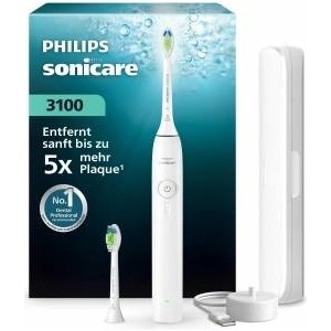 Philips Sonicare Series 3100 Electric Toothbrush - Sonic toothbrush with pressure sensor, three intensity settings, EasyStart, SmarTimer, 14 days of battery life, travel case, White, HX4034/21, [New]