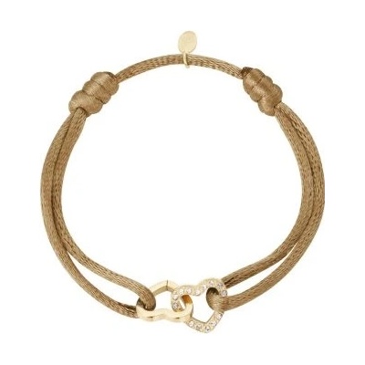 Ornamenti pozlacený náramek double Hearts brown gold OOR300196