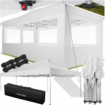tectake 403163 Skládací pavilon Viola 3x6 m se 4 bočnicemi bílá hliník