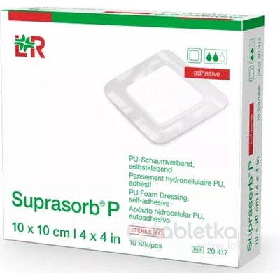 Suprasorb P PU krytie na rany penové polyuretánové samolepiace 10 x 10 cm 10 ks