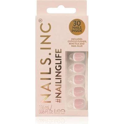 Nails Inc. NailingLife Press-On Nails umelé nechty odtieň Classic Kim Classic French Tip Square-Shaped 33 ks