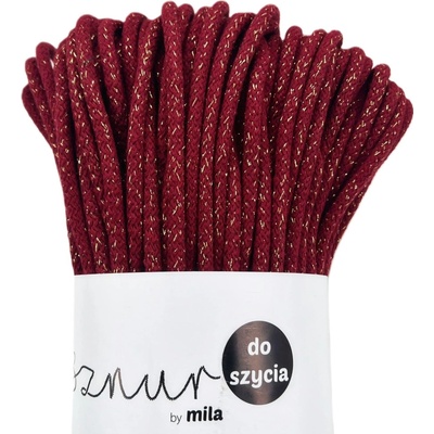 MILA šňůry na šití 7mm/50m GLITTER bordo zlatá