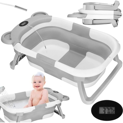 SPRINGOS Vanička pro miminko s teploměrem skládací 27L BAMBINA šedá