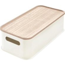 iDesign Eco Handled box s vekom z dreva paulownia 21,3 x 43 cm biely