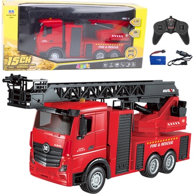 Tomido RC hasičské auto Huina 1:18 výsuvný žebřík stříkání vody