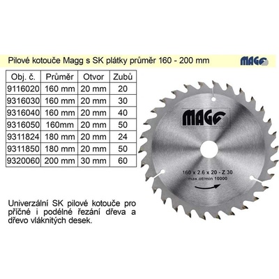 Magg SK plátky 200x30mm 60 zubů