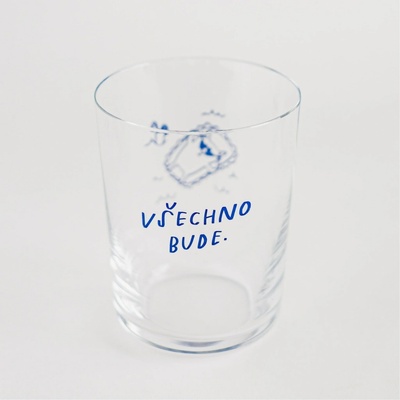 Bella Rose Sklenice na vodu Všechno bude / Kočka čirá barva sklo 340 ml