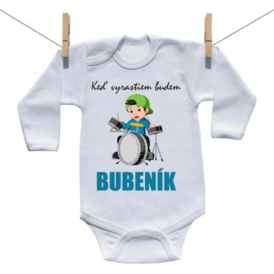 Boodyy Body s dlhým rukávom Keď vyrastiem budem bubeník