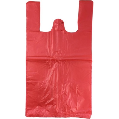 Mikroténová taška, nosnosť 15 kg, dĺžka 70 cm, šírka 36 cm, záložka 20 cm, červená, 100 ks