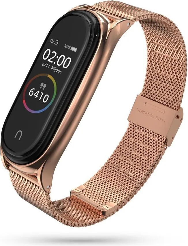 Tech-Protect Стоманена верижка за смарт часовник Xiaomi Mi Smart Band 5 / 6 / 6 NFC от Tech-Protect MilaneseBand - Rose Gold (795787712320)