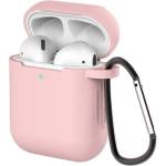 HQWear AirPods 2 / AirPods 1 мек силиконов калъф за слушалки, с карабинер, ро (9145576238455)