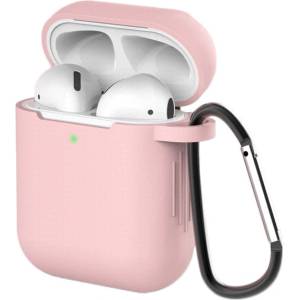 HQWear AirPods 2 / AirPods 1 мек силиконов калъф за слушалки, с карабинер, ро (9145576238455)