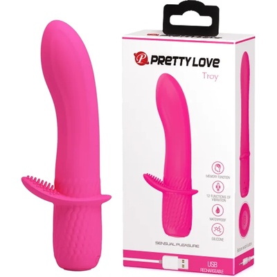Мини вибратор с клитор стимулатор, 15см. - Pretty Love Troy Pink (DEBRA01221)