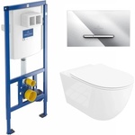 Rune Казанче за WC с вграждаща рамка Villeroy&Boch 112 см и бутон ViConnect, хром, плюс бяла тоалетна чиния Rune Ivaldi Grande с капак softclose (92242700+92218061+5940541334477)