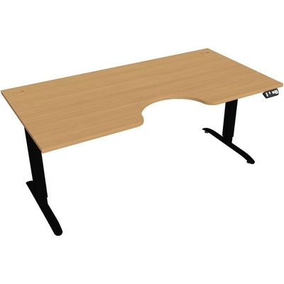 Hobis Office Pro psací stůl Motion MS ERGO 2 Šířka: 180 cm, Barva desky: buk, Barva kovu: černá RAL 9005 Šířka 120-180 cm / 27 barevných variant