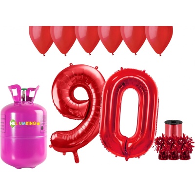 HeliumKing Helium párty set na 90. narozeniny s červenými balónky
