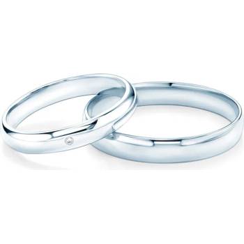 Image 1 of SAVICKI Сватбени халки Fairytale: бяло злато, бял сапфир, полукръгъл профил. 3 мм и 4 мм