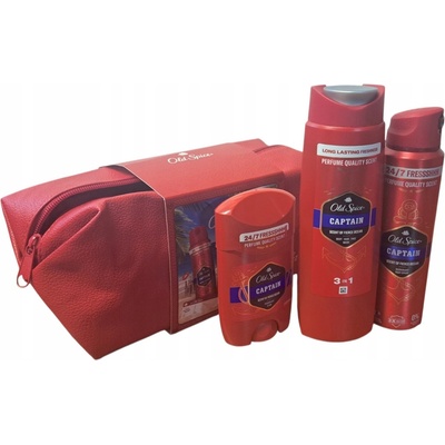 Old Spice Captain sada deostick 50 ml + sprchový gel 3v1 250 ml + deospray 150 ml + kosmetická taška