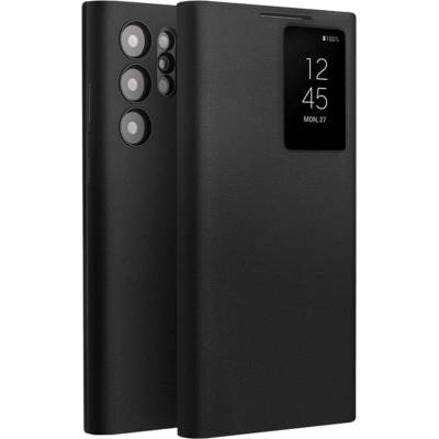 Qialino Активен Кожен Калъф за Samsung S23 Ultra, Qialino Smart View Book Case, Черен (5906601553612)