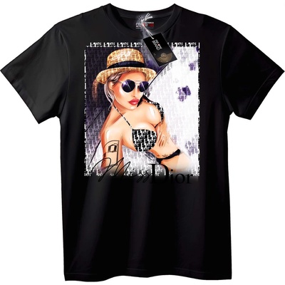 NOONEBRAND Тениска Dior Miss Dior Графика - 2XL, Black
