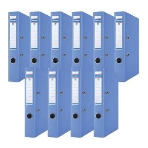 DONAU Premium Slim Folder Pack of 10/DIN A4/5 cm/10 Pieces/Blue/Plastic Cover PP/Carton Paper Slot Folder Office Folder File Ring Binder/Green Dot - 3955001PL-10