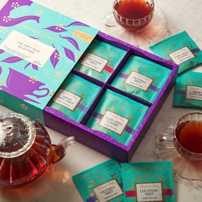 FORTNUM & MASON dárková kolekce černých čajů GREY 40 hedvábných sáčků