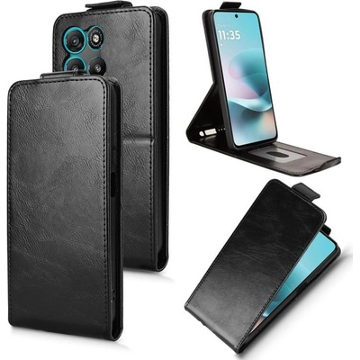 Motorola Вертикален Кожен Калъф за Motorola Moto G67 Power 5G / G57 Power 5G - PU Кожа, Магнитен Клип, Слот за Карта, Вкл. Протектор - 4 Цвята