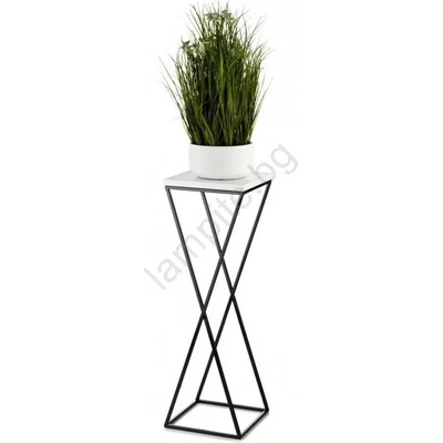 HowHomely Стойка за цветя LOFT 70x24 см черен/бял (DD0415)