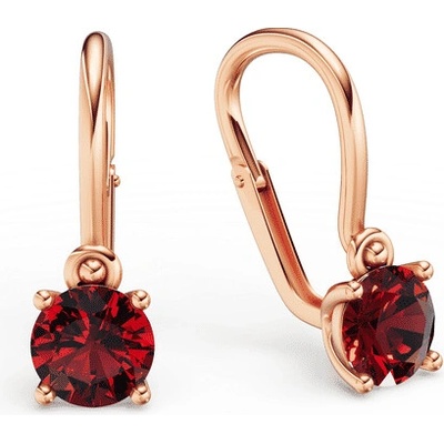 Danfil Dětské náušnice C4910 z růžového zlata s kamínky Ruby Dark, zapínání brizura