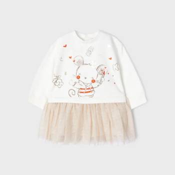 Image 1 of Mayoral Комбинирана рокля с тюл е бежово за бебе момиче Майорал