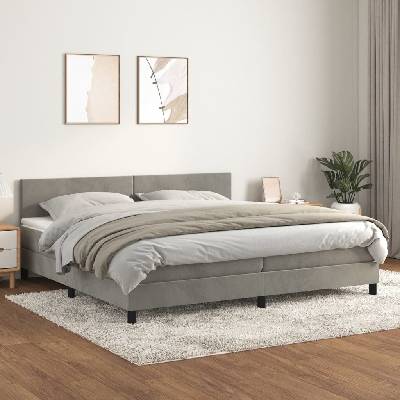 Petrashop 3141203 boxspring postel s matrací světle šedá samet