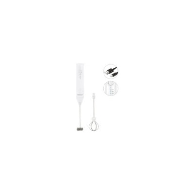 Muhler Мини фрапе миксер Muhler FMX-1010C, 6W, Безжичен, 2 приставки, USB Type-C, 3 скорости, Бял (Type-C)